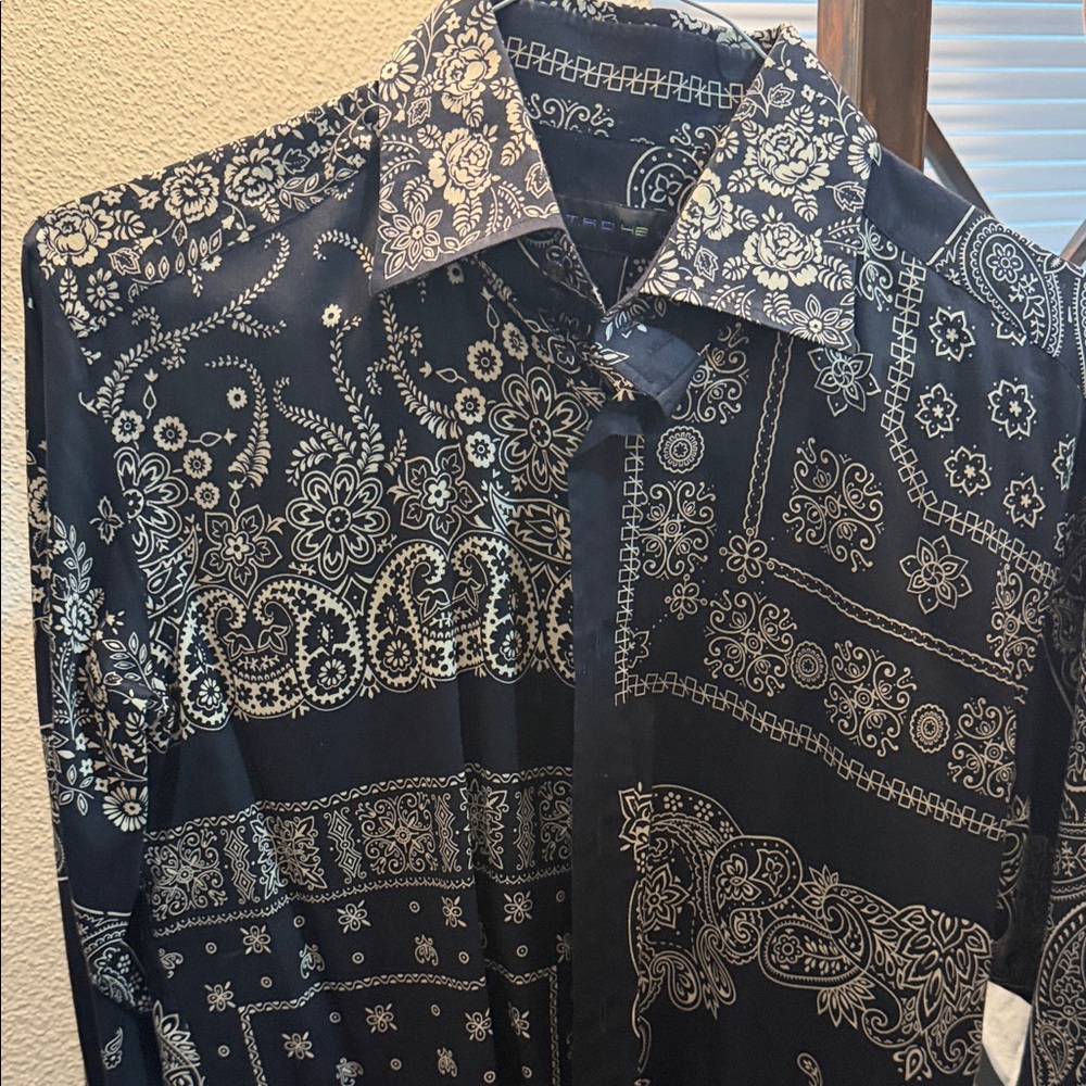 Etro Dark Black Floral Pattern Shirt